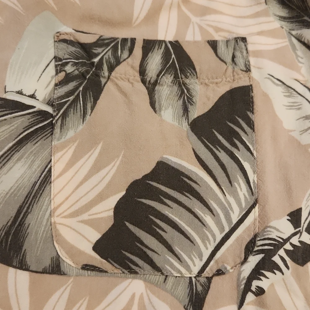PANAMA Jack Tan & Green Leaf Print Button-Up Shirt